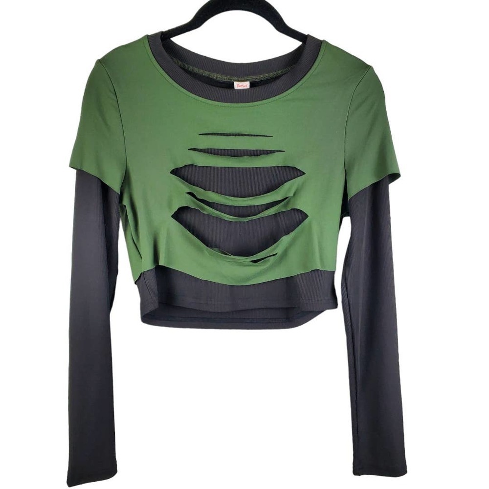 Romwe Destroyed Cropped Knit Top New With Tag Sz Medium Grunge Y2K Streetwear